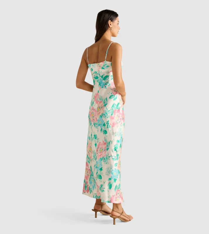 forever new  LESLIE Printed Strappy Slip Maxi Dress for Women | Best Price UAE